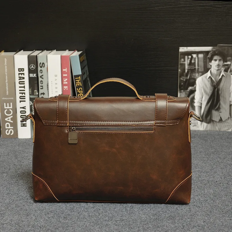 أزياء العلامة التجارية مصمم مجنون الحصان بو الجلود الرجال حقيبة خمر حقائب جديدة الكلاسيكية crossbody رسول حقائب