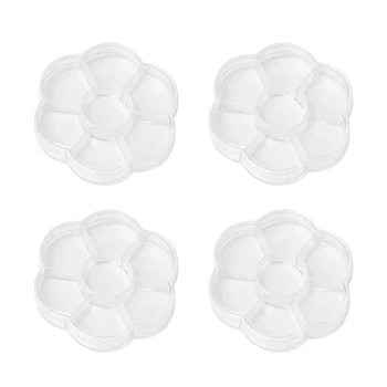 

4pcs 8 Grids Jewel Box Transparent Plastic Jewel Case Round Jewelry Storage Box Container