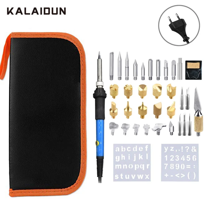 KALAIDUN Soldering Iron Adjustable 60w EUUS Plug Carving Pyrography Tool Wood Embossing Burning Solderng Pen Welding Tips Kit1
