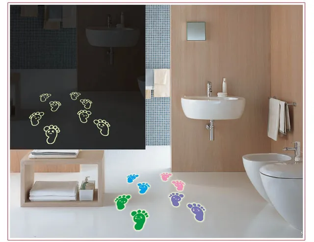 2017 Cute Feet Fluorescent Luminous Paste Stickers Children S Room 2017 Cute Feet Fluorescent Luminous Paste Stickers Children S Room Bathroom Wall Decorative Hostel Diy