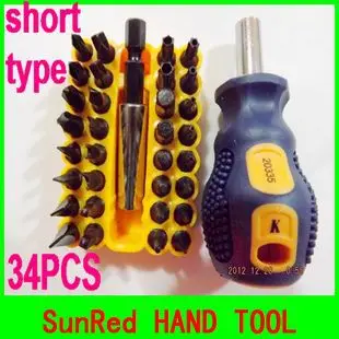 Hand tool short handle good quality 34pcs multi-function magnetic screwdrivers set NO.20335 | Инструменты