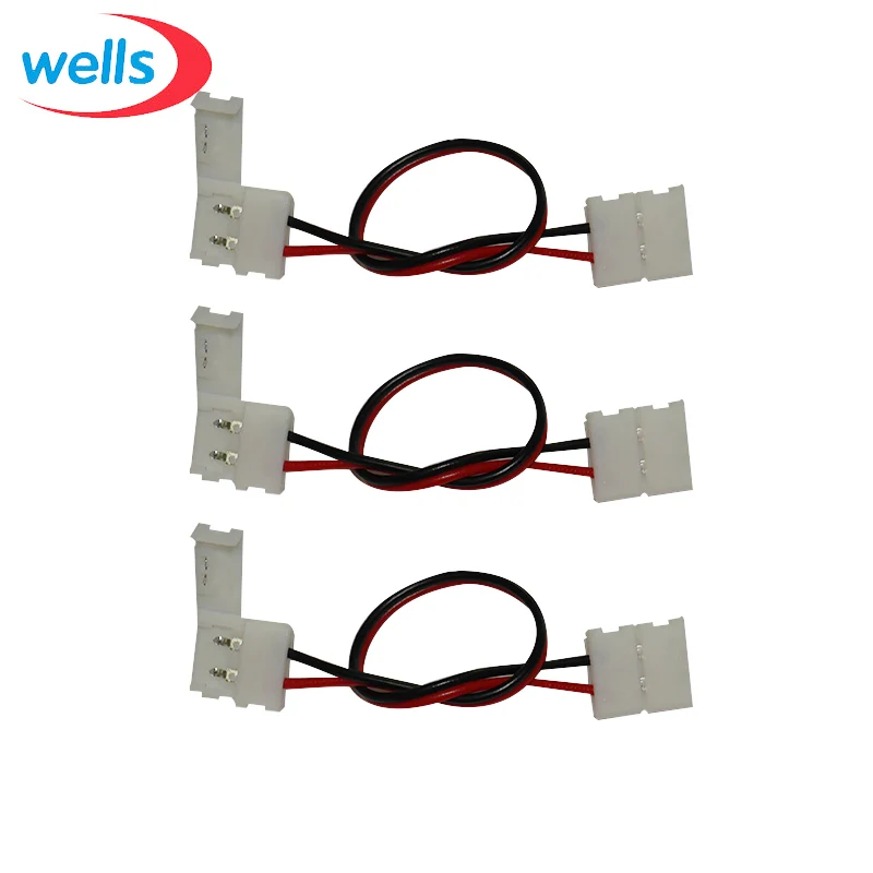 

100 pcs 10mm PCB 2 pin Connector Wire Cable For Led Strip 5050 Single Color