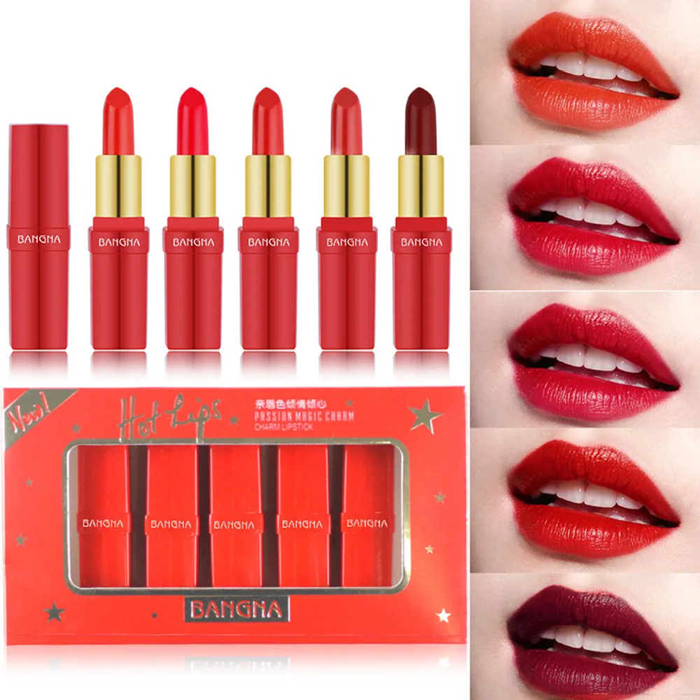 

Maquiage 5pcs/lot Matte Lipstick Waterproof Long-lasting Velvet lipstick Set Velvet Nude Batom Makeup Set Batom #