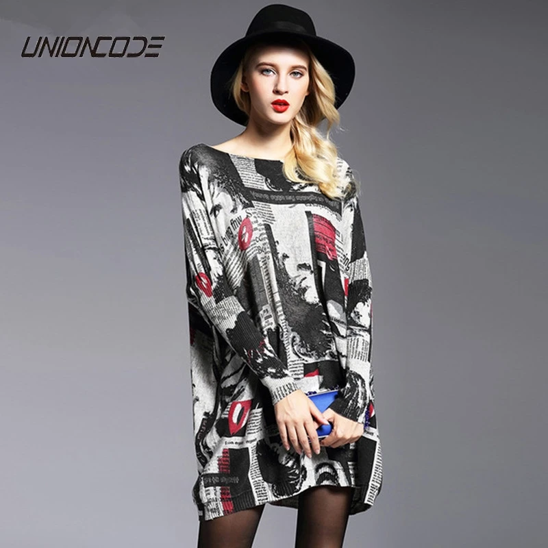 

2017 Autumn&Winter Fashion Sweaters Female Batwing Sleeve Slash Neck Long Style Sweater Knitted Wool Sweater Women Pullover