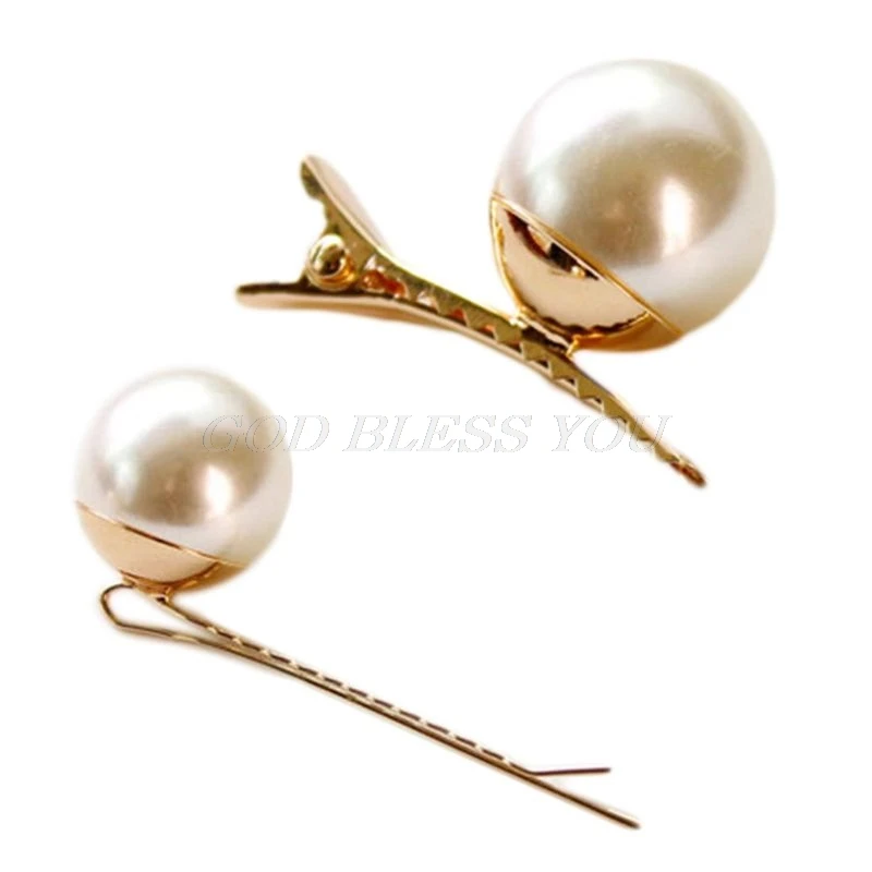 

Korean Minimalist Side Bangs Decorative Hair Clip Women Girl Large Imitation Pearl Metal Alloy Duckbill Hairpin Styling Barrette