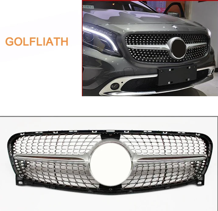 GOLFLIATH X156 серебро/BLACK Diamond Передняя решетка для Benz X156 GLA класса GLA180 GLA200 GLA250 GLA45