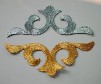 

19cm*7cm Gold and silver Iron on clothing applique Gold fabric applique Embroidery applique patches DIY Accessories 15pcs/ lot