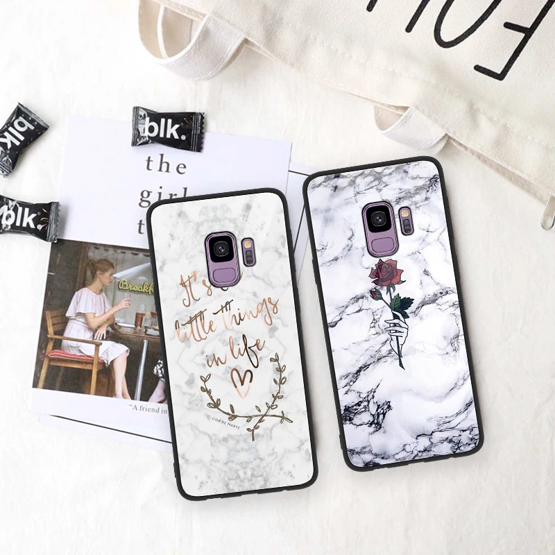 

Tempered Glass Case FOR Samsung Galaxy J4 A6 Plus 2018 J5 Prime A6S Marble Luxury For Samsung S8 S9 Plus Note 8 9 Case Cover