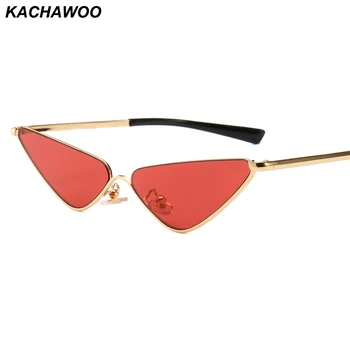 

Kachawoo Metal Cat Eye Sunglasses Female Semi-rimless Red Narrow Small Sun Glasses For Women Retro Style UV400