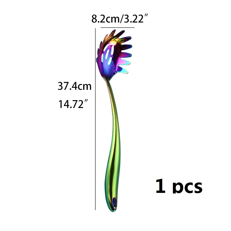 Радужная кухонная посуда, кухонная утварь, кухонные приборы из нержавеющей стали, набор для ресторана, большой ковшовый дуршлаг, ложка, лопатка - Цвет: 1pcs Spaghetti Serve