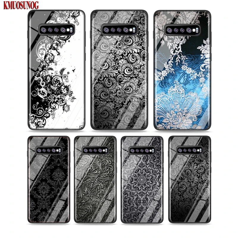 

Black Silicone Case Dark Flower Texture for Samsung Galaxy Note 10 9 8 Pro M30 M20 S10E S10 5G S9 S8 S7 Plus Cover