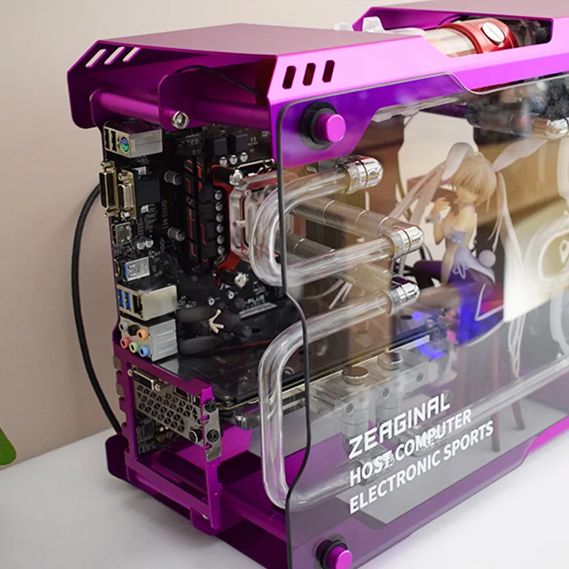 DIY полностью алюминиевый сплав PC игровая подставка из закаленного стекла MATX