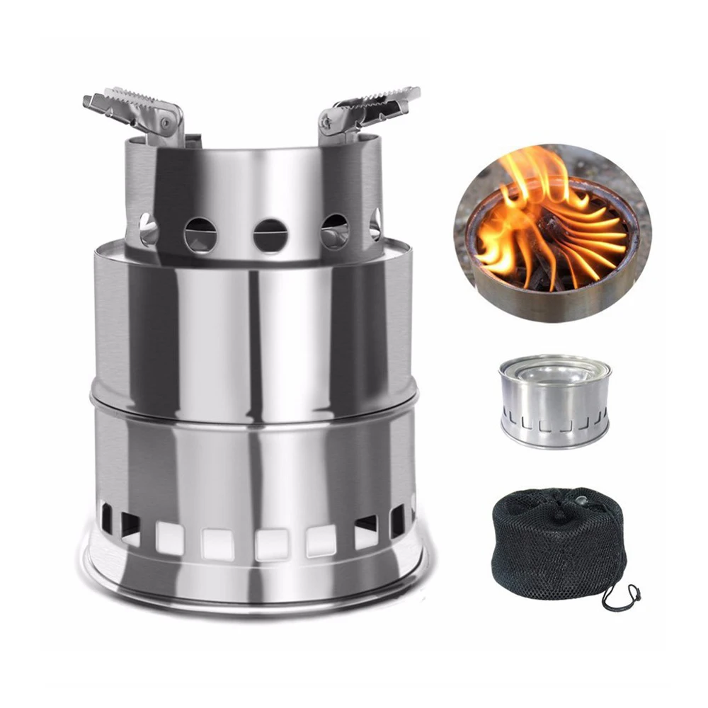 

Camping Stove Portable Stainless Steel Wood Burning Stove camping equipment for Outdoor Backpacking Hiking Traveling Picnic BBQ