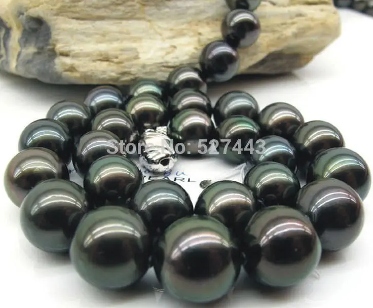 

Wholesale fast S20140514 HUGE 17"11-12MM NATURAL TAHITIAN GENUINE BLACK PERFECT ROUND PEARL NECKLACE AAA