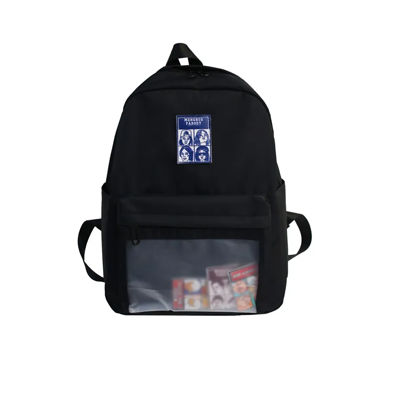 Высококачественный водонепроницаемый нейлоновый женский рюкзак, женская прозрачная передняя школьная сумка с карманами для девочек-подростков, рюкзак для путешествий - Цвет: D