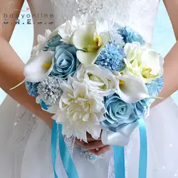 2019 высокое качество букет невесты Искусственные цветы ручной работы кристалл кружево пены розы для свадебная композиция свадебный букет