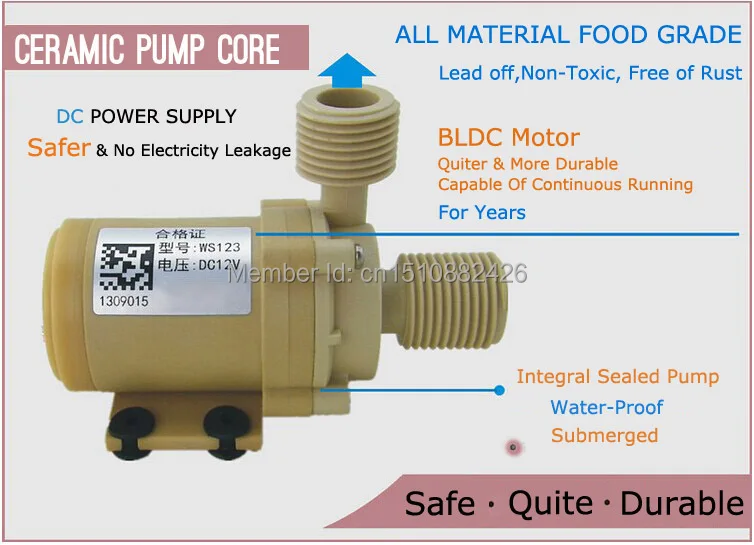 Easy Connect Water Circulation Pump Food Grade Home Brewing Pump DC12V