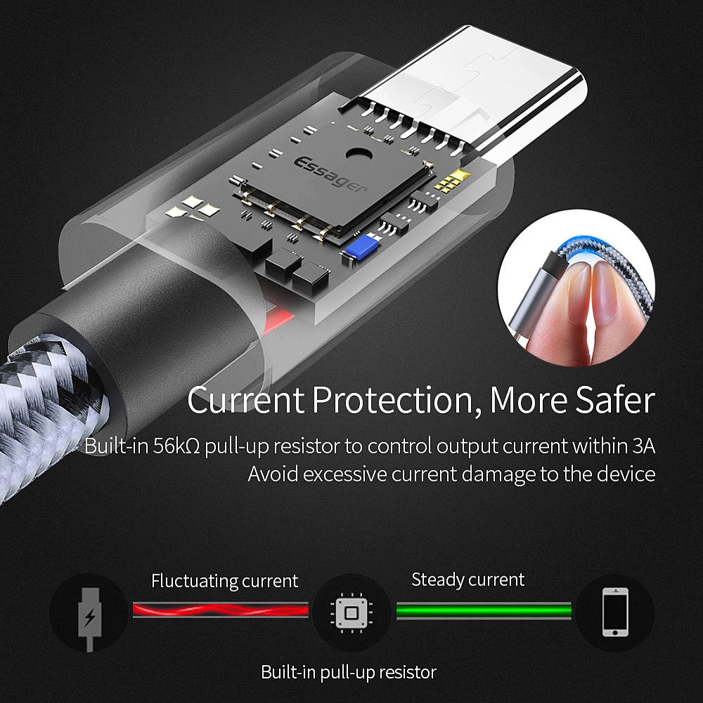 Кабель зарядный Essager 3 А USB Type C м|Кабели для мобильных телефонов| |