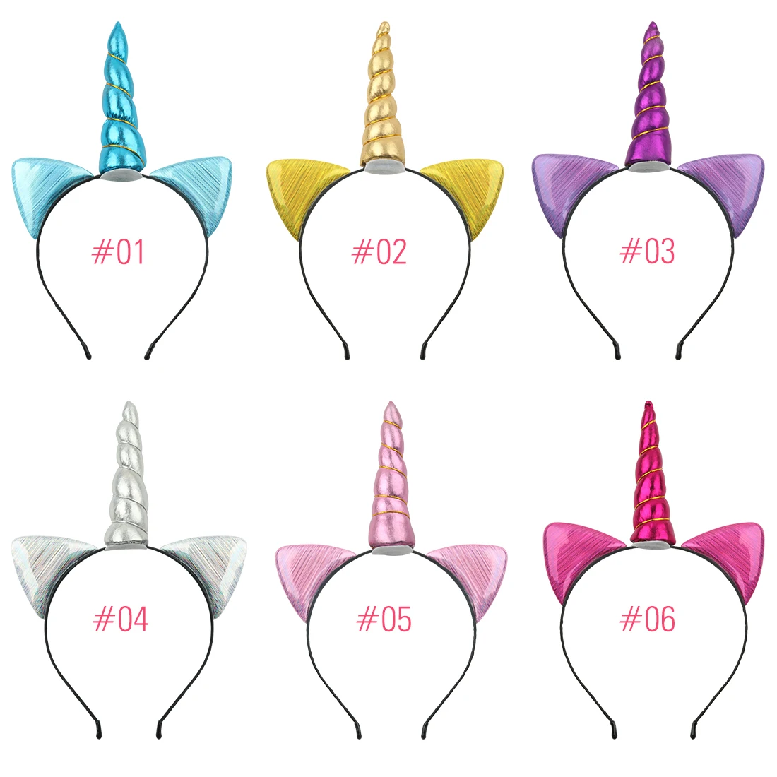 

6pcs/lot Cartoon Unicorn Print Girls Headband Heart Bows Kids Hairbands Hair Hoop Christmas Hair Bows