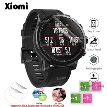 4 unids/lote (2 películas + 2 toallitas) para reloj inteligente Xiaomi Huami Amazfit Stratos ritmo 2/2 s deporte Smartwatch suave TPU claro película protectora- @
