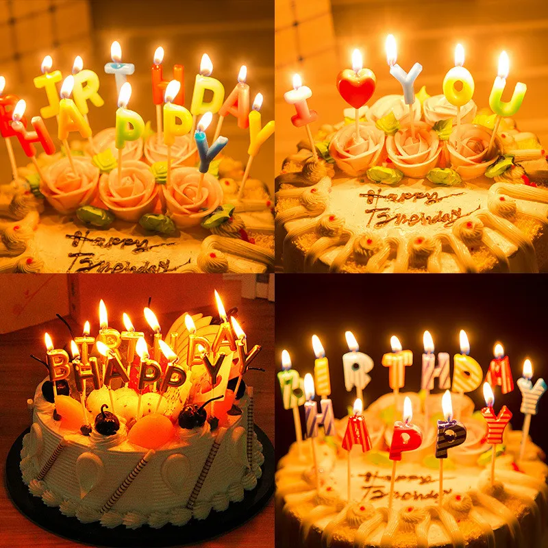 

Happy Birthday Letter Candles Toothpick Cake Cute Candle Lovely Birthday Candles for Kitchen Baking Gift