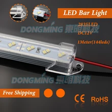 75 шт. светодиодная жесткая полоса 1 м 144 светодиодов/м Светодиодная полоса 2835 двухрядная 100 см+ U алюминиевая оболочка+ крышка ПК+ Разъемы постоянного тока