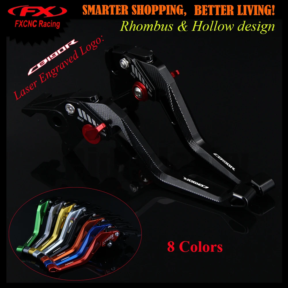 

8 Colors 3D Rhombus Hollow Design patent For Honda CB190R CB 190R 2015-2017 2016 Black Motorcycle CNC Brake Clutch Levers