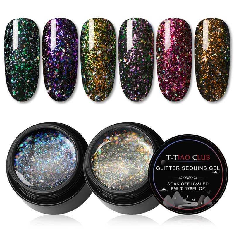 

T-TIAO CLUB 5ml Chameleon Nail Gel Starry Shimmer UV Gel Polish Soak Off Long Lasting Color Coat Painting Gel Varnish Lacquer