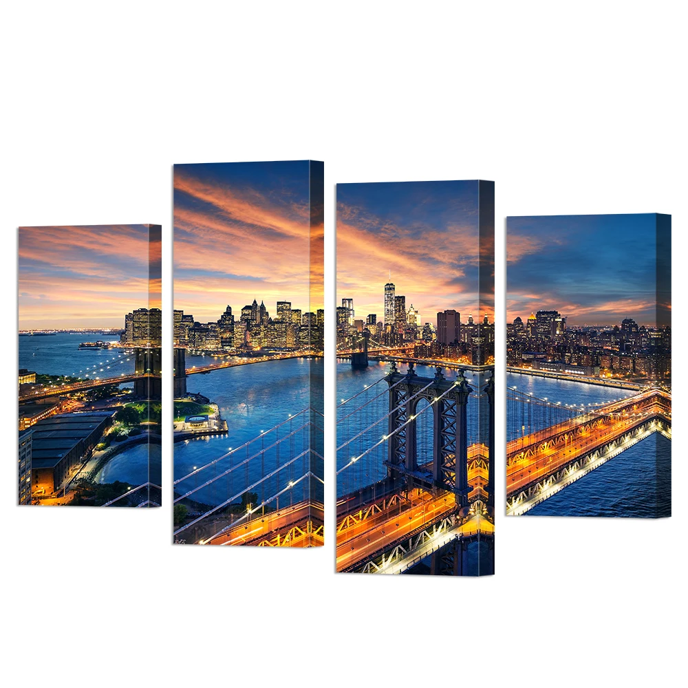 Manhattan Skyline Canvas Giclee Print Wall Art for Home Decor Brooklyn