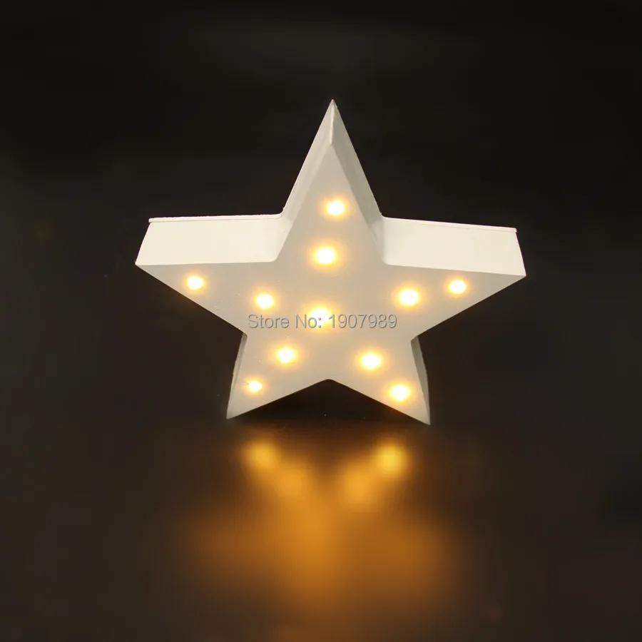 MINI blanco madera forma de estrella luz LED Marquee luz LED regalo de