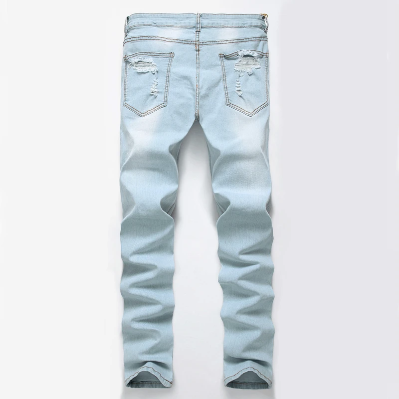 GMANCL байкерские джинсы в стиле хип-хоп, мужские рваные прямые джинсовые штаны, рваные тонкие высококачественные уличные мужские брюки с дырками на коленях, джинсы