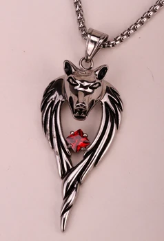 

Wolf stainless steel necklace 316L pendant W chain christmas holiday jewelry gifts for men women wholesale dropshipping HN01