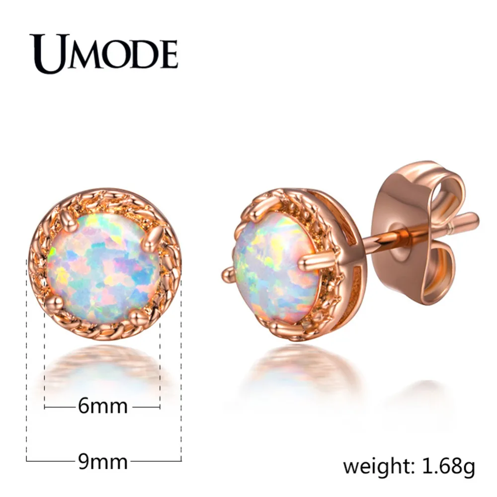 UMODE Fashion Rose Gold Color Stud Earring for Women Party Opal Earring Jewelry 2018 Pendientes Mujer Moda Brincos Femme AUE0394