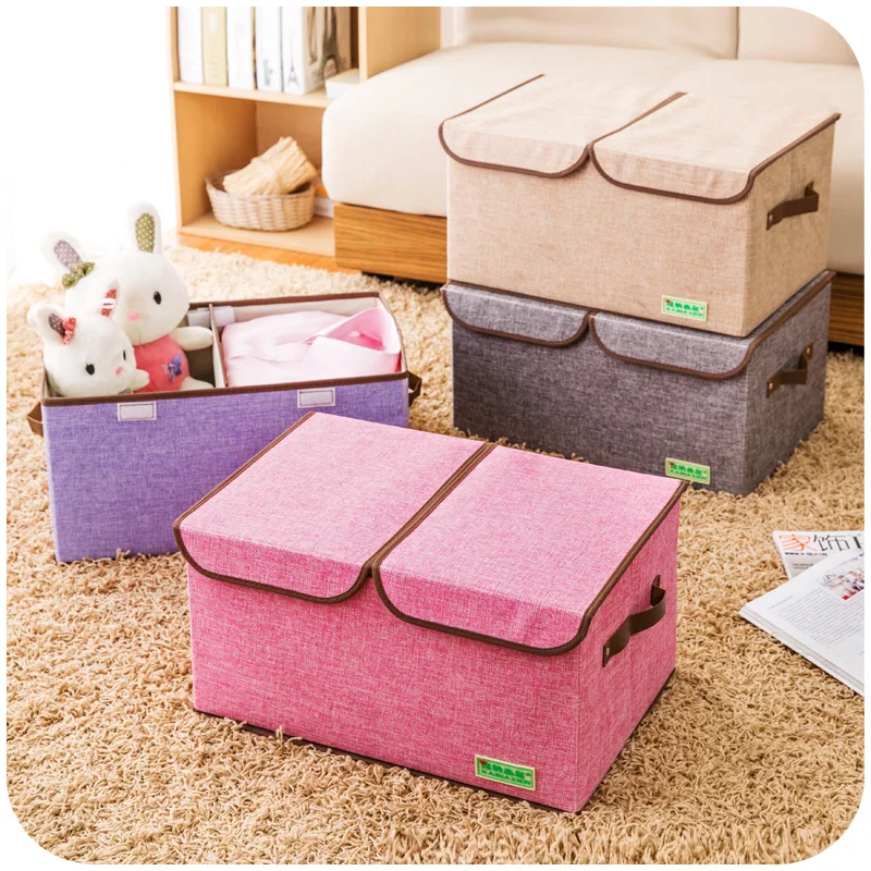 Organizador de ropa de algodón de lino plegable grande edredón caja de almacenamiento de libro doble tapa portátil varios toalleros de baño organizador Organizador de ropa de algodón de lino plegable grande edredón caja de almacenamiento de libro doble tapa portátil varios toalleros de baño organizador