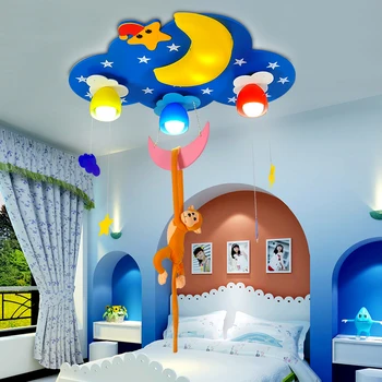 

Creative led Cartoon Monkey moon children's room bedroom ceiling lamp Princess cartoon eye room lamp