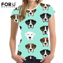 FORUDESIGNS/футболка для бега Фитнес спортивные Для женщин с рисунком с изображением собак боксеров с принтом, быстро сохнет Спортивная футболка Rashgard женской спортивной одежды