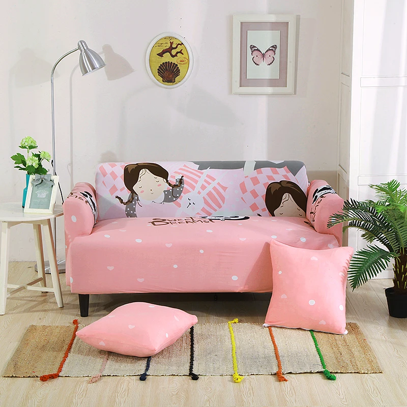 Pink Girls Universal Stretch Furniture Covers Elastic Cat