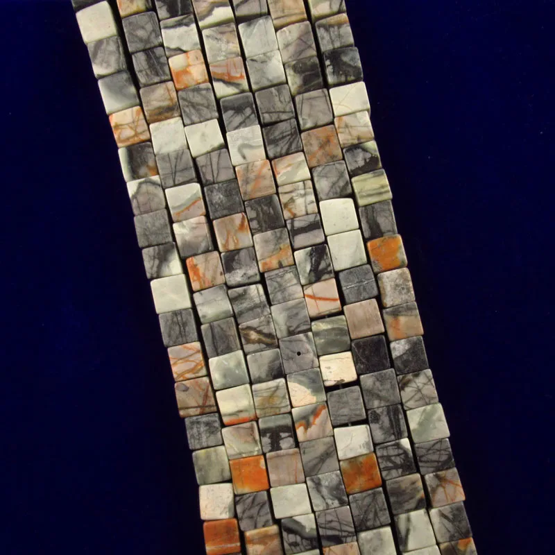1Strand 10x10mm Picasso Jaspers Cube Loose Bead 15.5 inch yl31401 | Украшения и аксессуары
