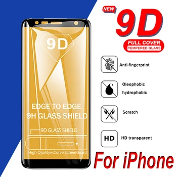 

100pcs 9D Full Cover Tempered Glass For iPhone 11 Pro Max XS XR X 8 7 6 6S Plus Toughen Protective Film Anti-Scratch Screen Protetcor