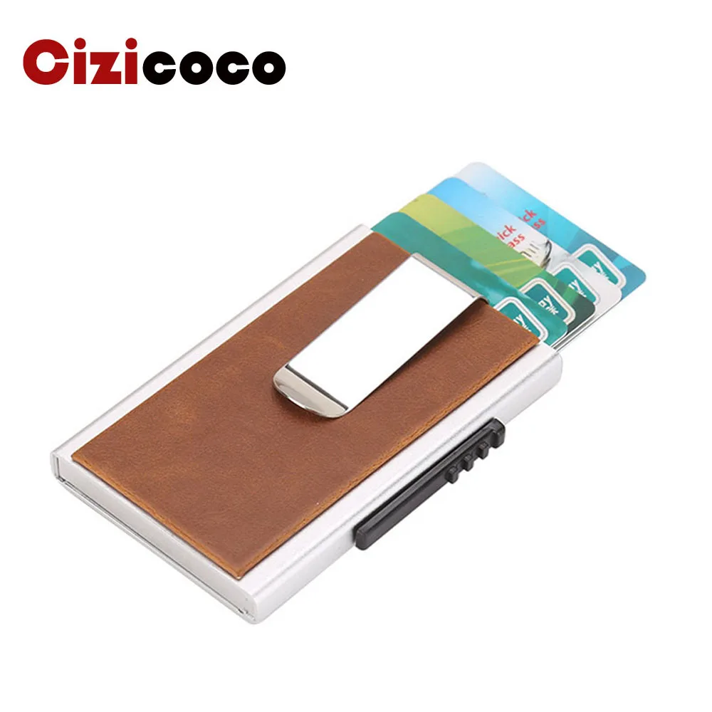 

Anti Rfid Protection Card Holder Men Women Credit Card Holder Leather Vintage Mini Wallet Metal Aluminum Business id Card Case