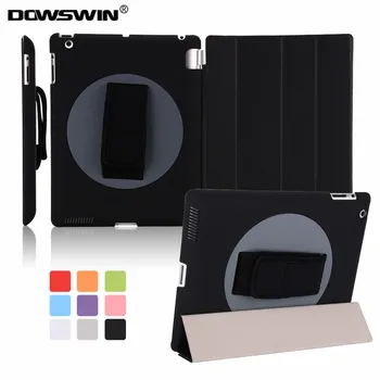 

for ipad 2 3 4 case,DOWSWIN 360 degree handheld smart cover flip Case for ipad 3 pu leather rotating stand cover for ipad 2 case