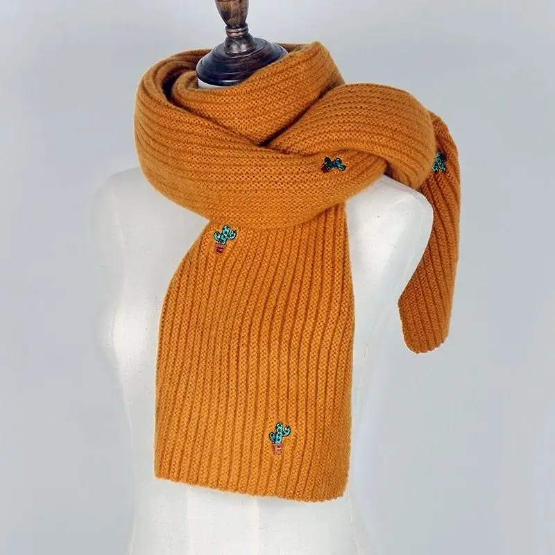 Mingjiebihuo модный шарф женский зимний Корейский студенческий вязаный длинный толстый теплый Harajuku стиль небольшой свежий шерстяной воротник - Цвет: GINGER