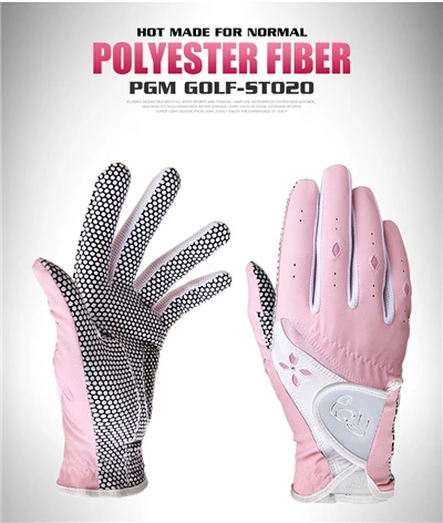 1 пара кожаные Нескользящие женские перчатки для гольфа женские дышащие перчатки для левой и правой руки мягкие износостойкие перчатки для гольфа D0514 - Цвет: Розовый