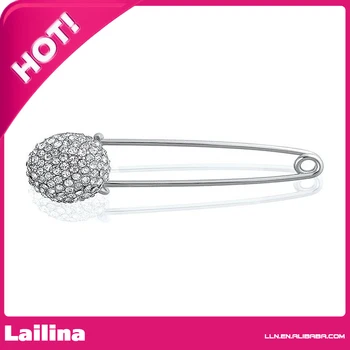 

Clear Crystal Disco Ball Holiday Safety Pin Brooch