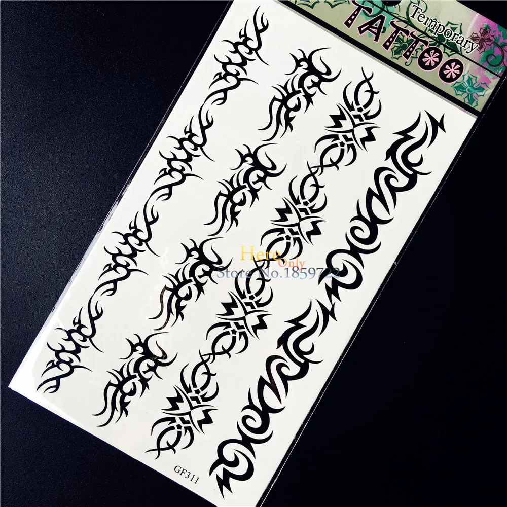 Cool Waterproof Temporary Tattoo Stickers  Black Thorns 