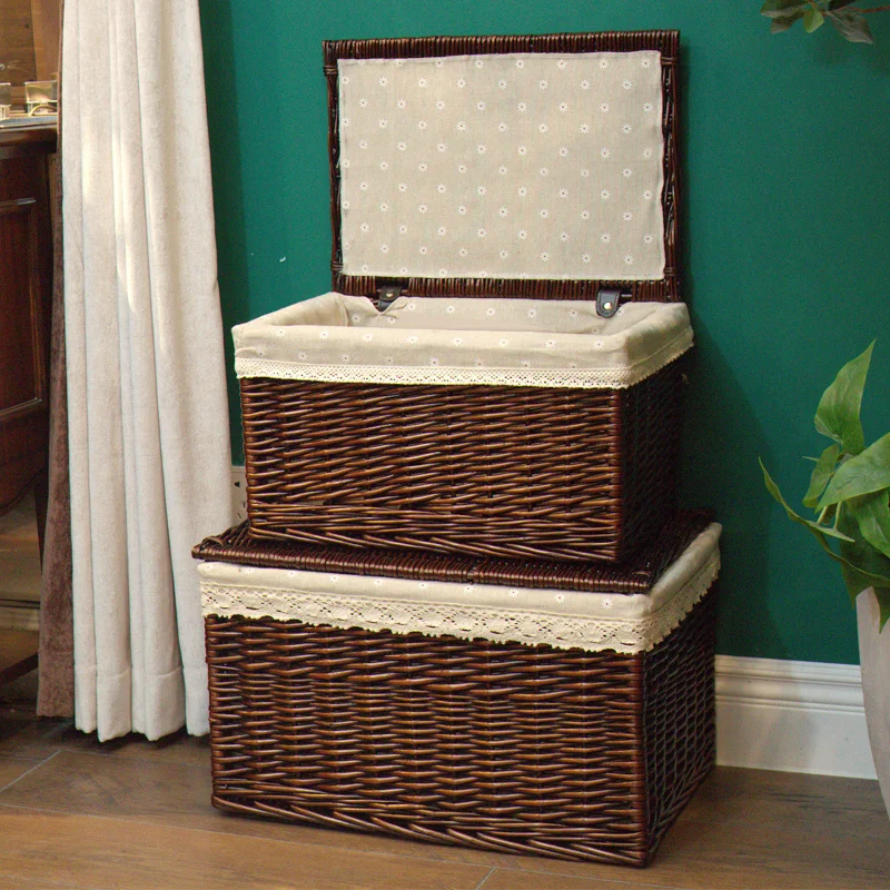 تلقي مربع فائقة كبيرة الروطان ترتيب مربع مع المغطاة درج سلة التخزين فائقة كبيرة الملابس أسفل السرير تلقي مربع