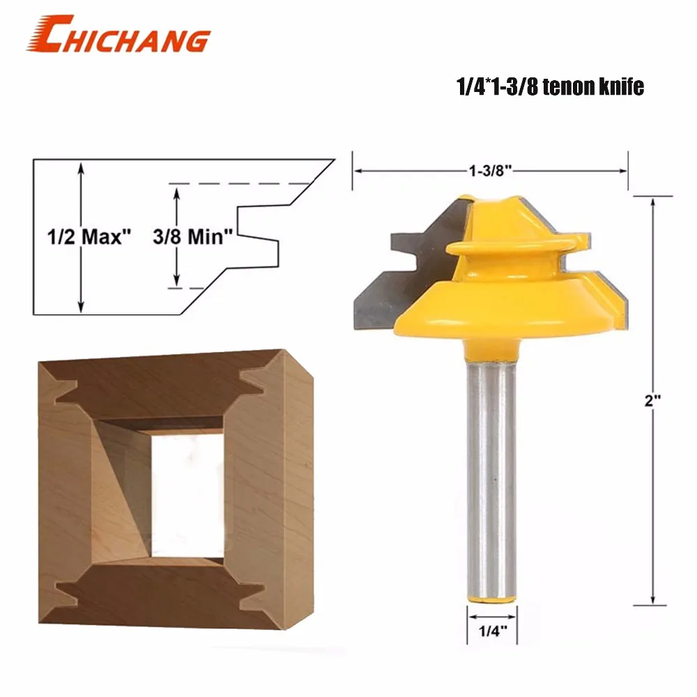 

1pc 45 Degree Lock Miter Router Bit 1/4Inch Shank Woodworking Tenon Milling Cutter Tool Drilling Milling For Wood Carbide Alloy