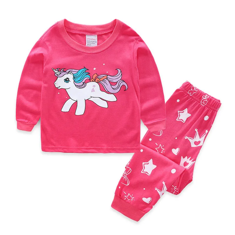 

Jumpingbaby Unicorn Clothing Sets Pajamas Girls Unicorn Pyjamas Kids clothes Baby Girl suits cute fuchsia home wear 2 pcs sets