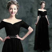 Tüll Abendkleid 2016 eine Linie kurzen Ärmeln lange formale Abendkleider Kleider
