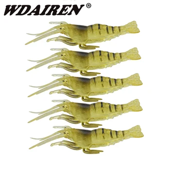

5pcs/lot Fishing Lure 4cm 1.28g shrimp Smell Soft lure Soft Silicone Wobbler Jigging crankbait Artificial Bait WD-247